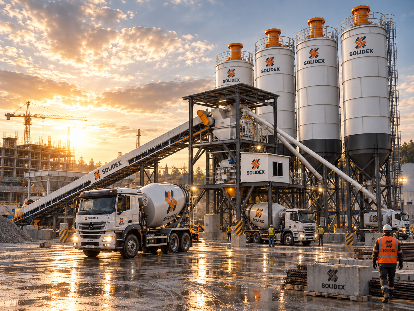 Concrete trucks and production plant supplied by SOLIDEX