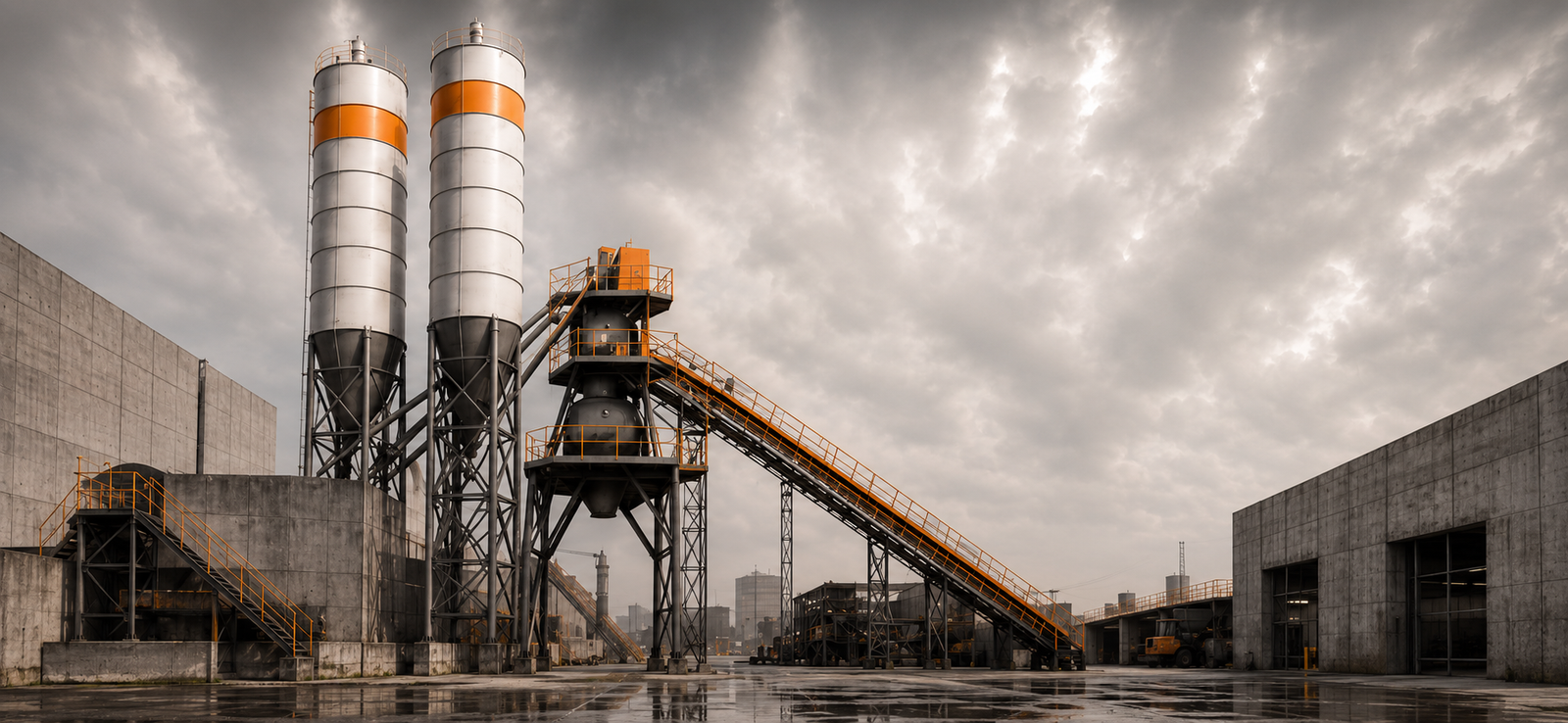 Illustrative concrete production and supply scene